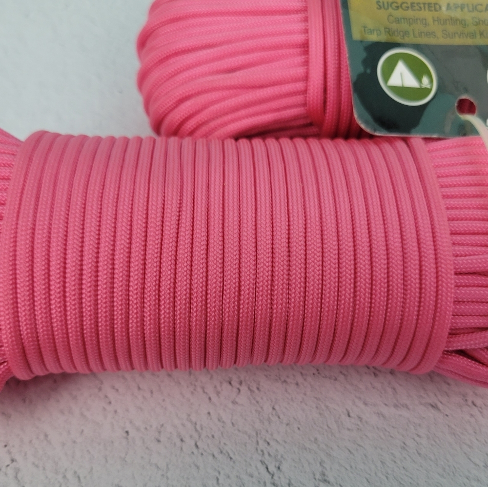 1-Paracord 550, Pink. 100 ft. Not to exceed 550 lbs